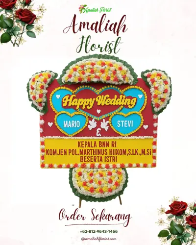 Karangan Papan Bunga Pernikahan di Langkap
